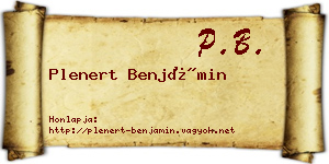 Plenert Benjámin névjegykártya